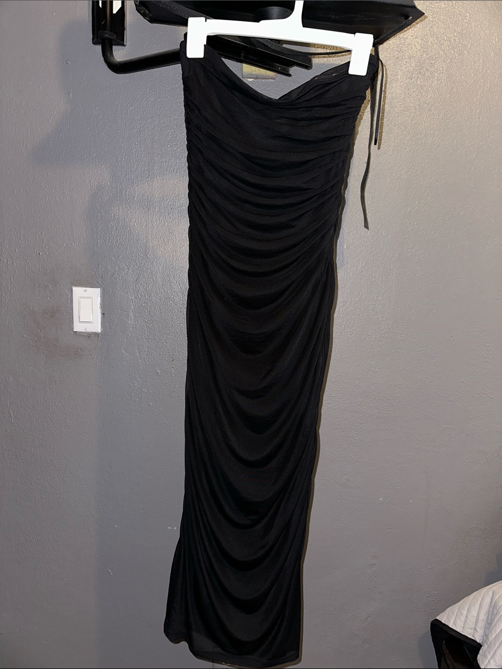 Steve Madden Black Ruched Strapless Maxi Dress